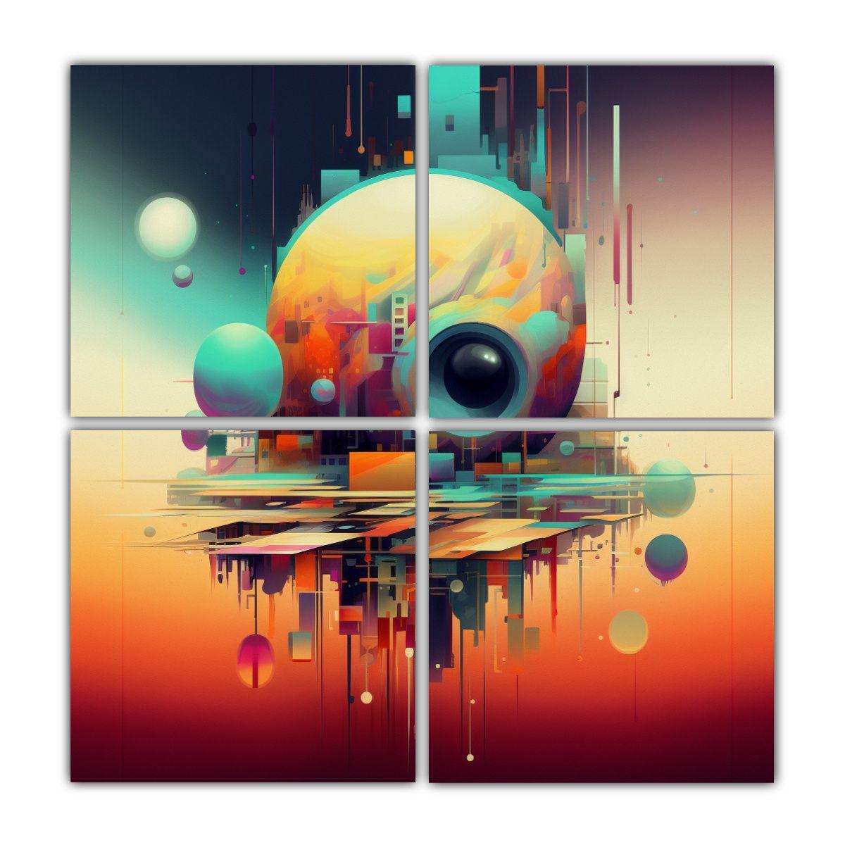 4 Cuadros De Arte Luminoso En Lienzo 80x80 Cm-0