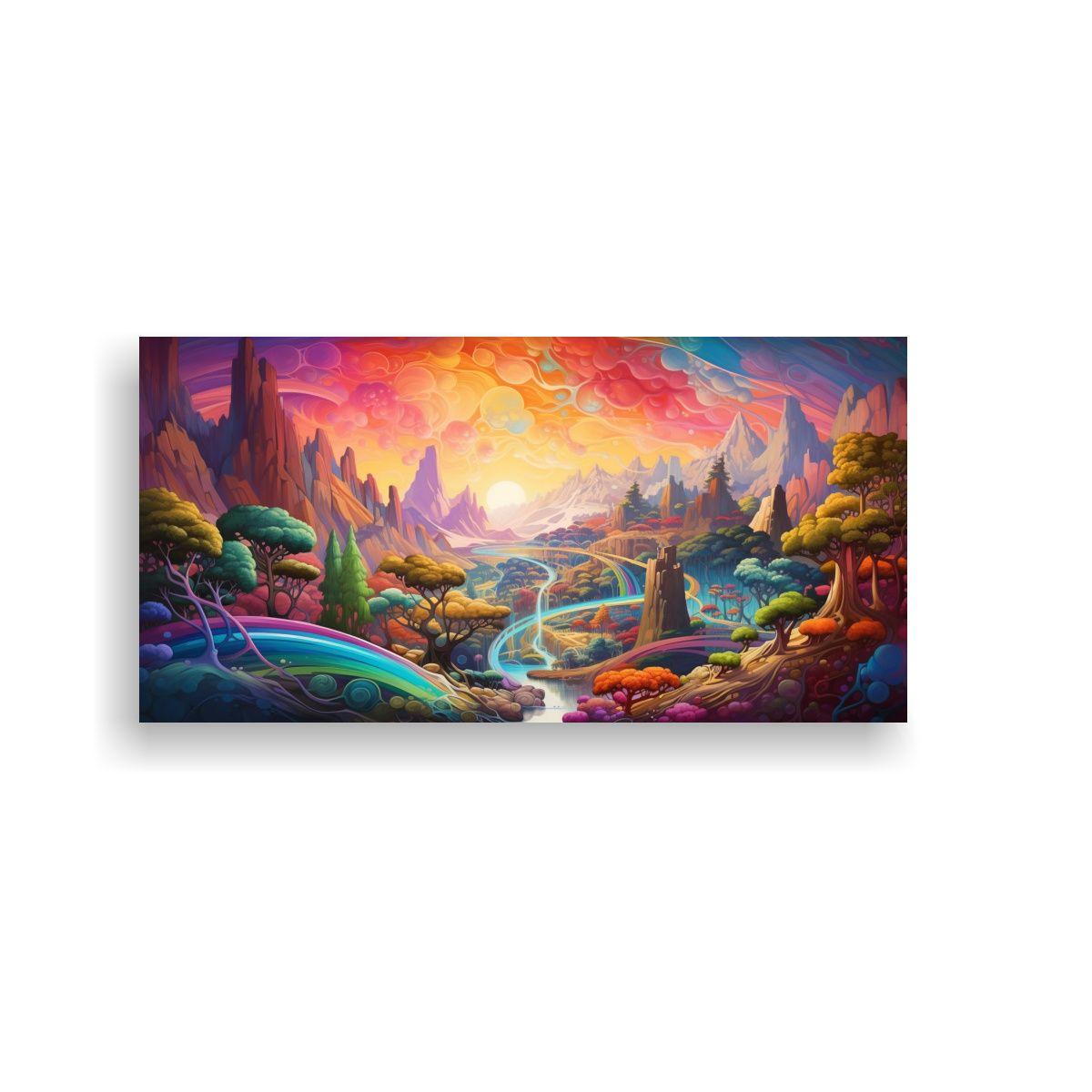 Cuadro Abstracto Paisaje Urbano Moderno Con Colore 140x70cm-0