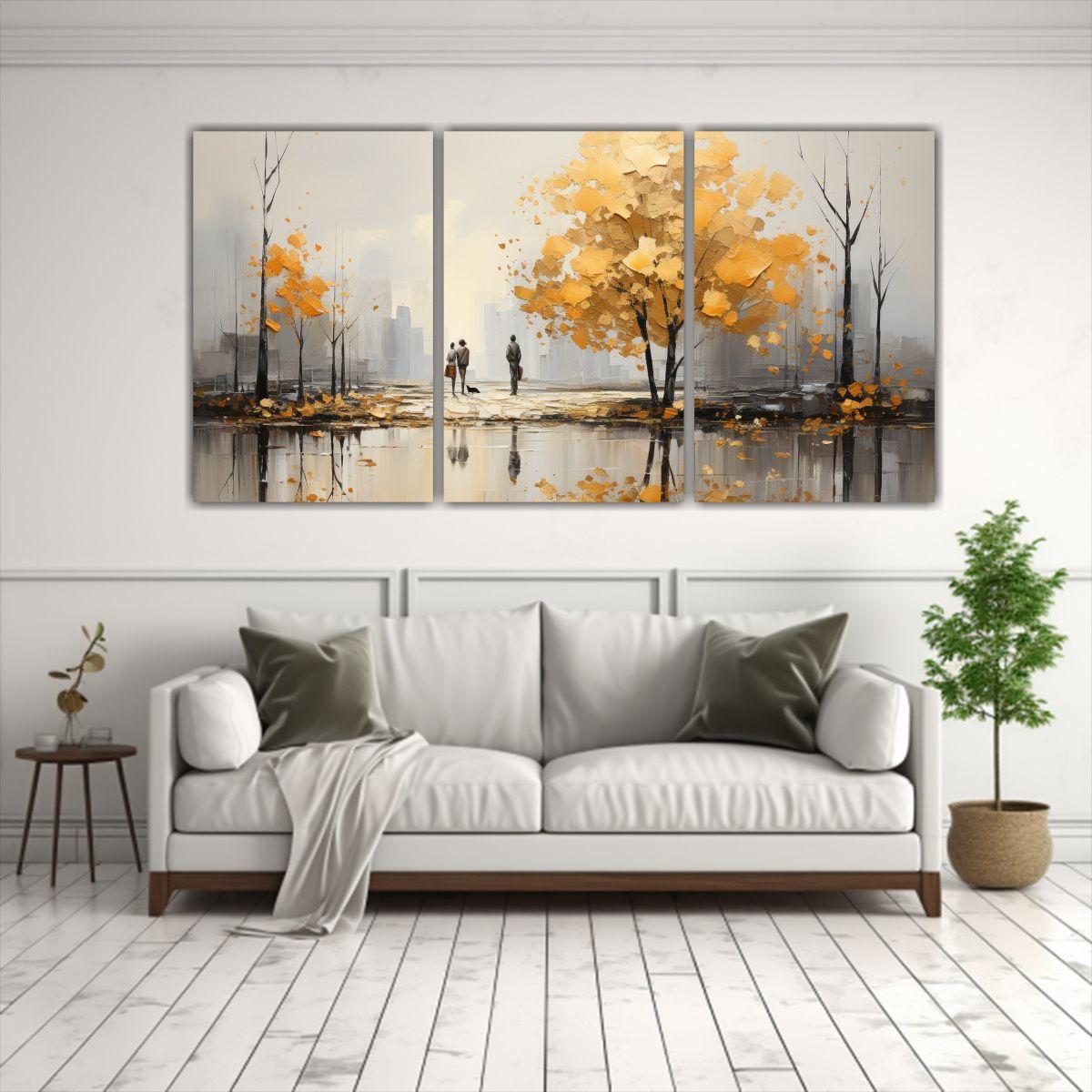 Pinturas De árboles Abstractos Plateados Y Gris 180x90 Cm-2