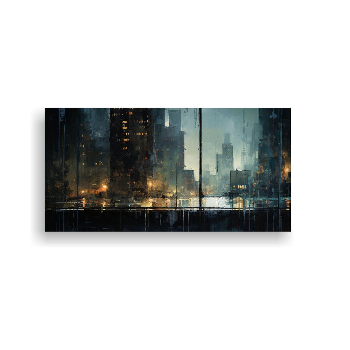 Pintura Abstracta De Ciudad En Acuarela Floral 120x60cm-0