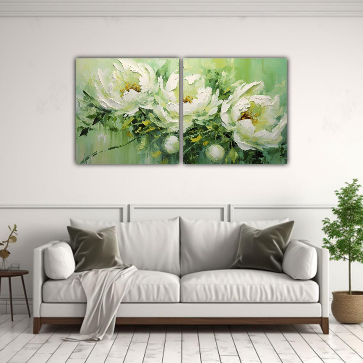 Cuadros Abstractos Verdes Para Decorar El Cuarto, 120x60 Cm-2
