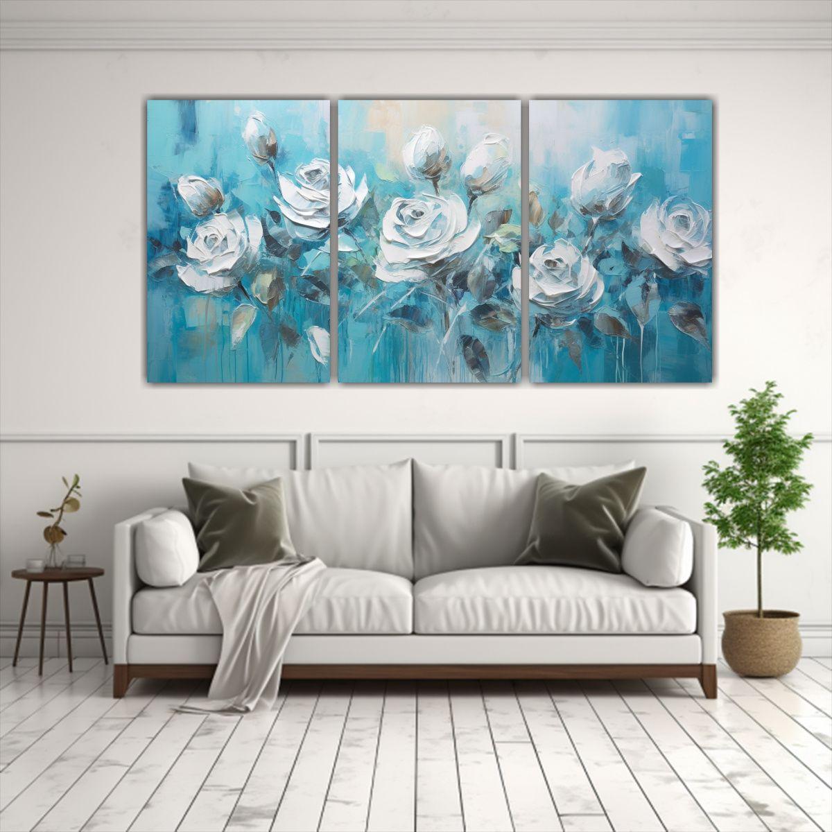 Detalles De Lienzo Moderno Con Pintura De Rosas 240x120 Cm-2