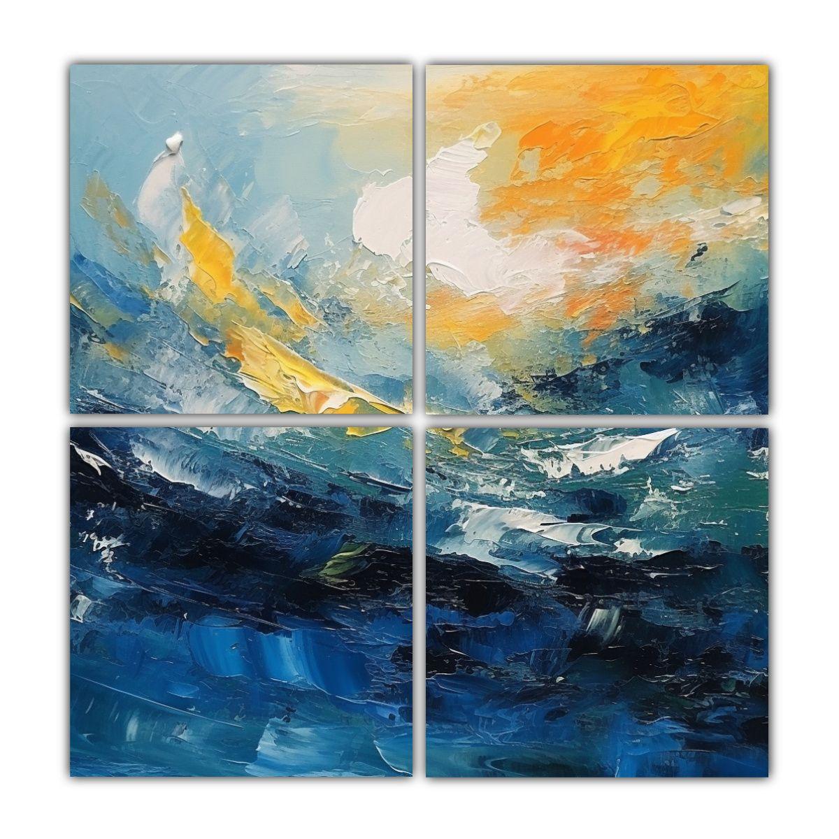 Cuatro Telas En Bastidor Colores Regalo Pintura 60x60 Cm-0