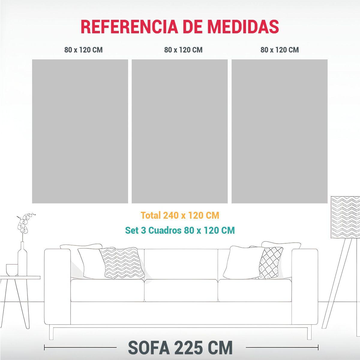 Conjunto De 3 Telas En Bastidor Expresión 240x120 Cm-1