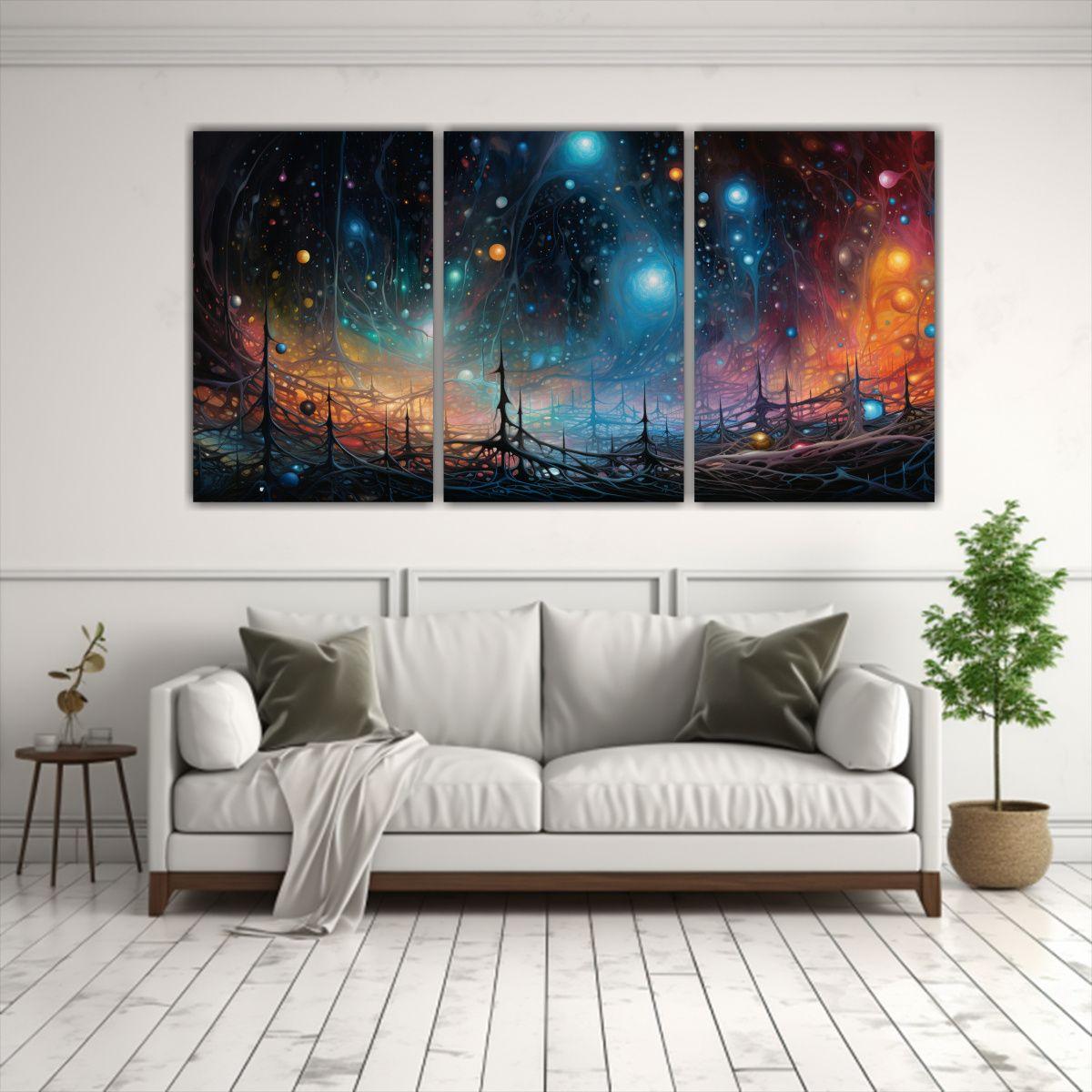 Conjunto De 3 Telas En Bastidor Expresión 240x120 Cm-2