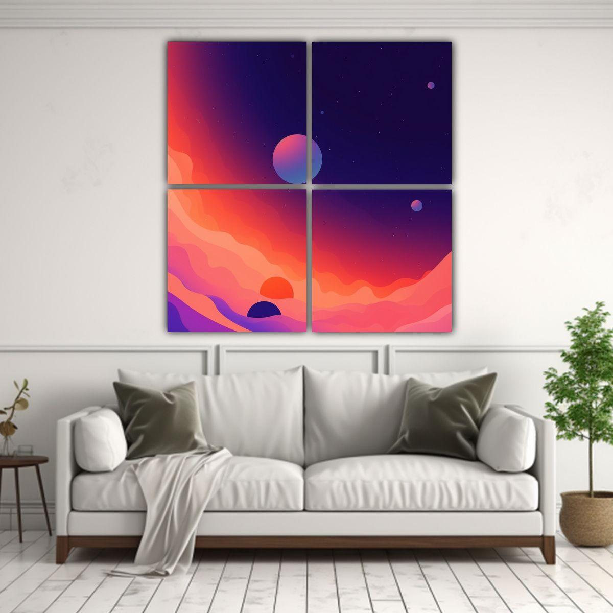 Cuatro Telas En Bastidor Composición Minimalista 180x180 Cm-2