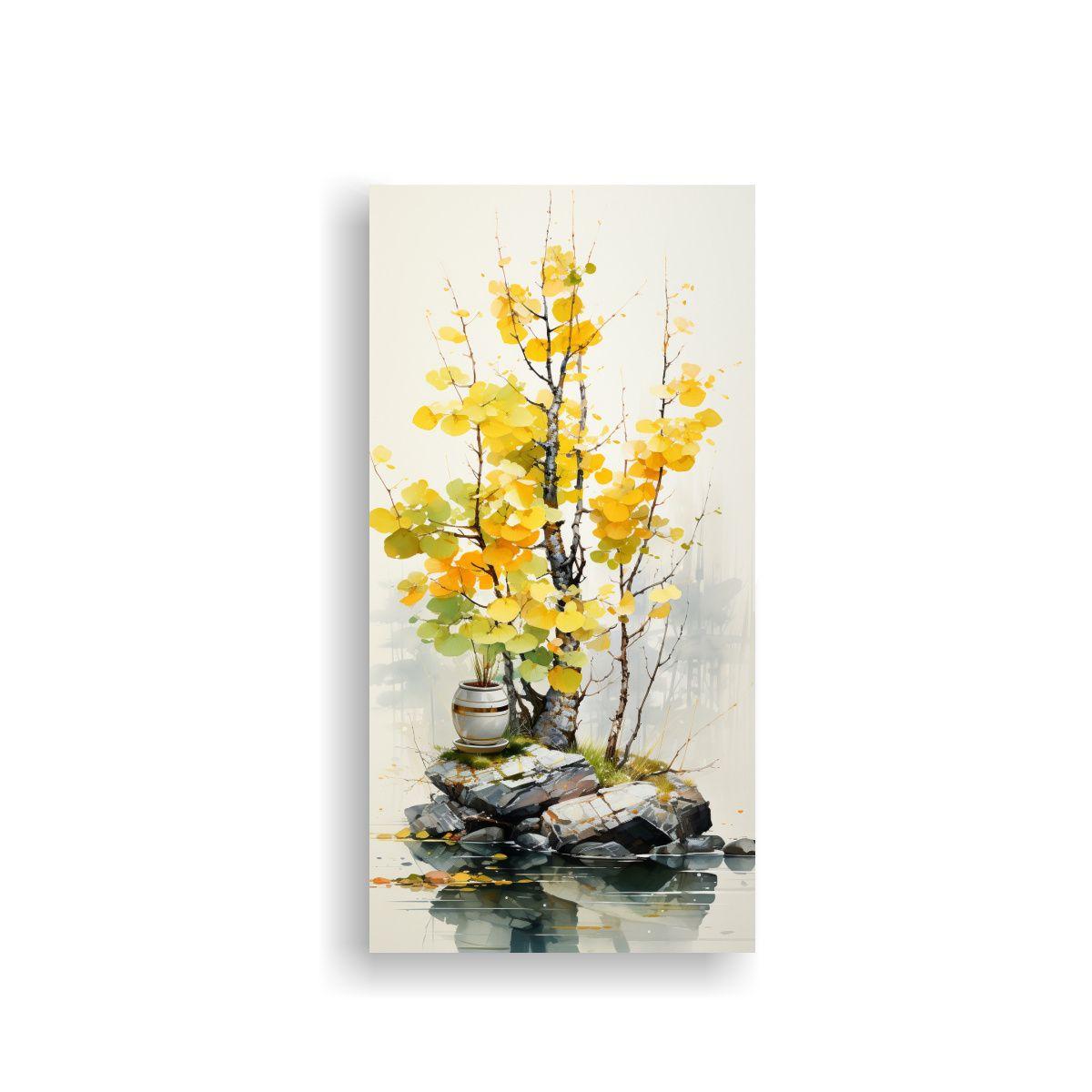 Cuadro Abstracto Resistente A Los Colores Amarillo 30x60cm-0