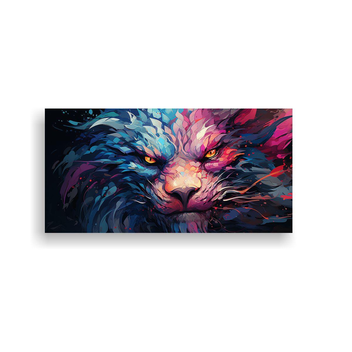 Dibujo Innovador De Dragón En Colores Rosa Y Azul 100x50cm-0