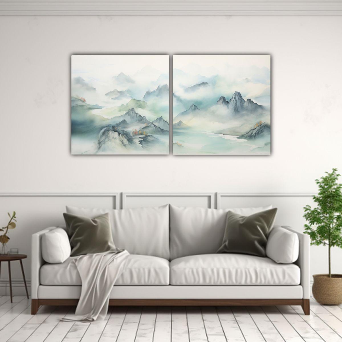 Paisaje Montañoso Abstracto En Pintura Decorativa 120x60 Cm-2