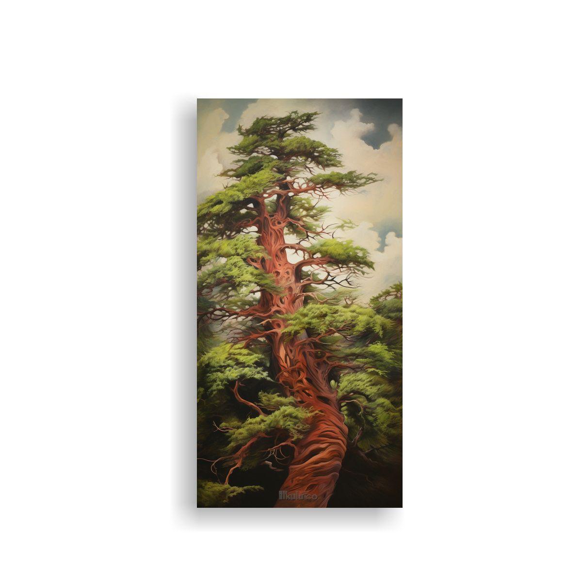 Pintura Abstracta De Un árbol De Cedro En Tela 60x120cm-0