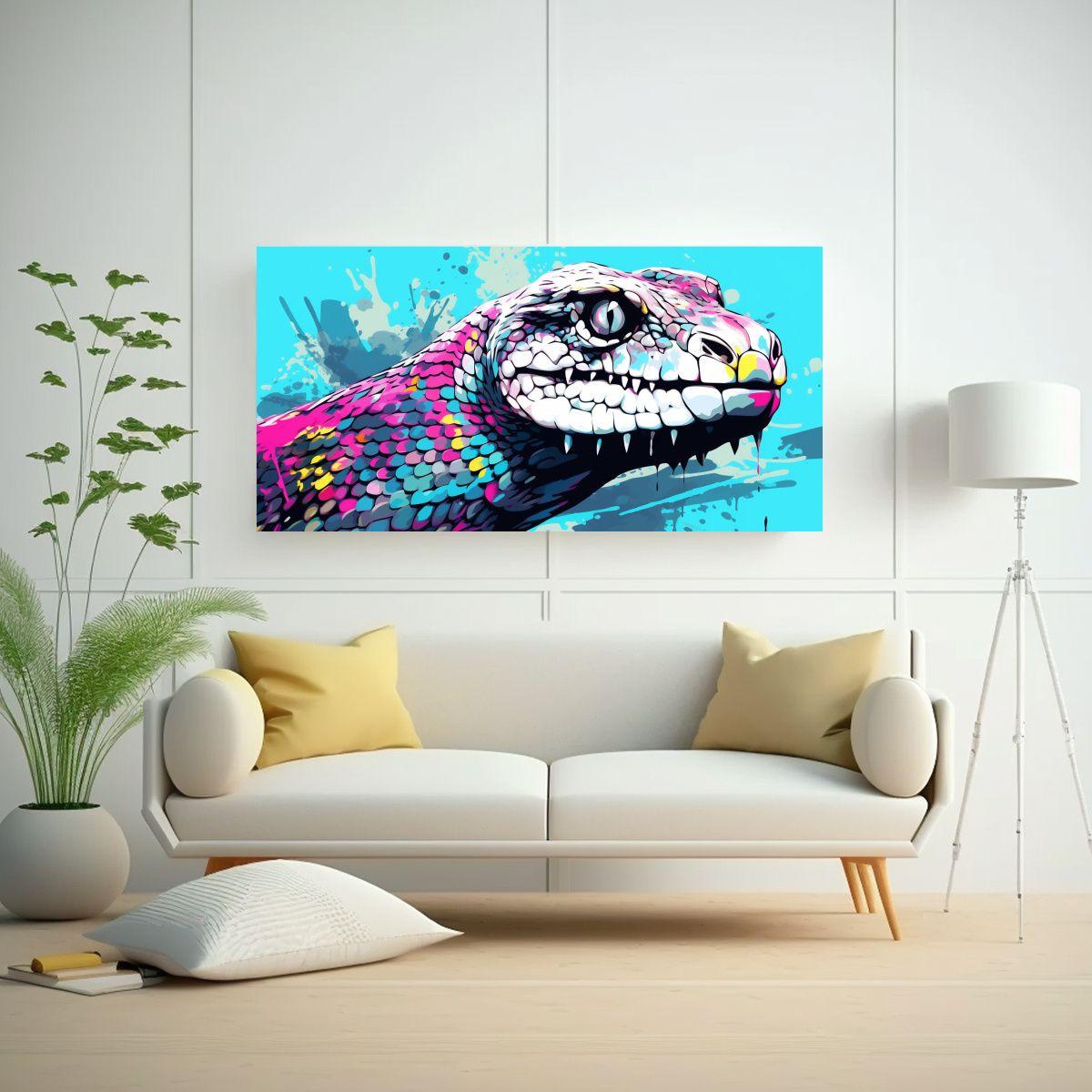 Cuadro Decorativo De Serpiente De Cascabel En 140x70cm-2