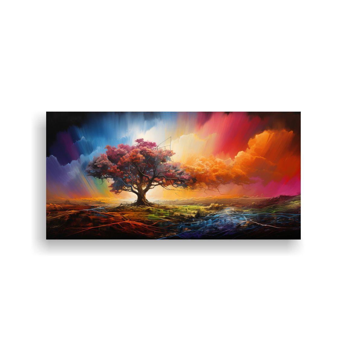 Pintura Abstracta De Paisaje Con Arcoíris Y Color 160x80cm-0