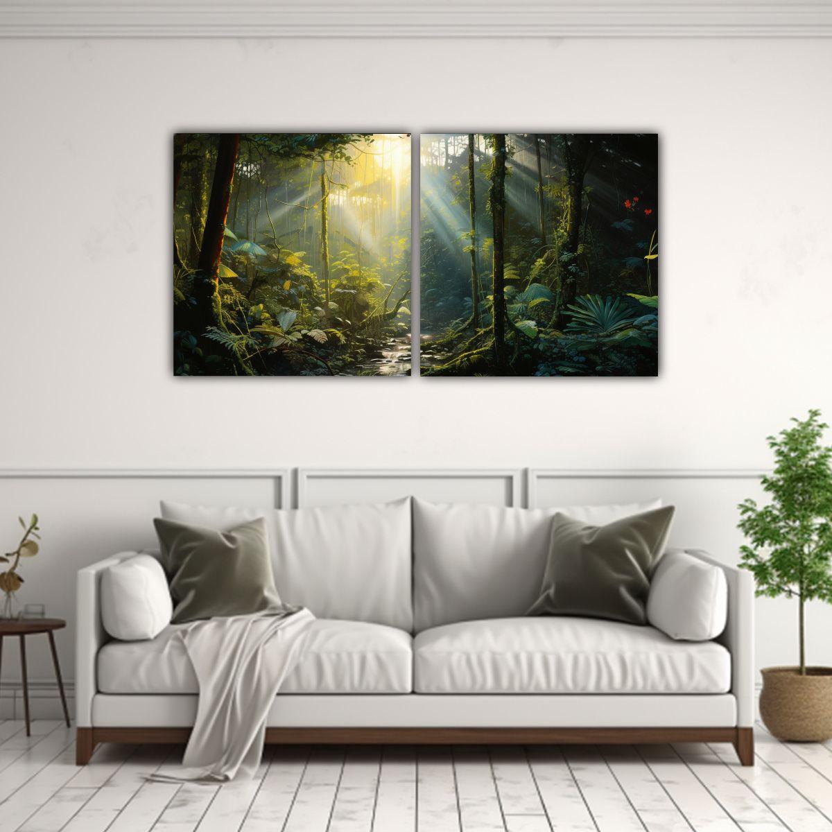 Pinturas Abstractas Horizontales De Bosque 40x20 Cm-2