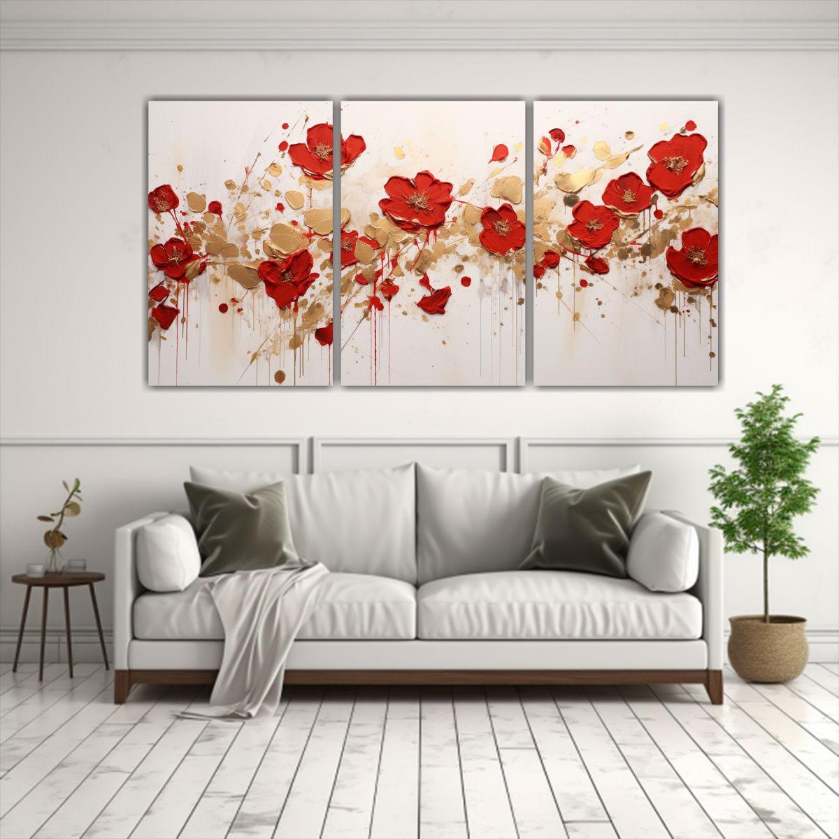 Pintura Mural Acrílica En Tres Lienzos Blancos 120x60 Cm-2