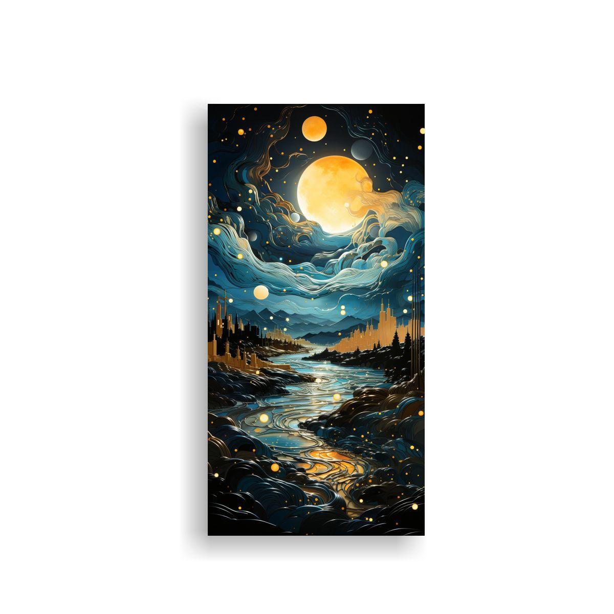 Pintura De Inspiración Fantástica Con Luna 60x120cm-0