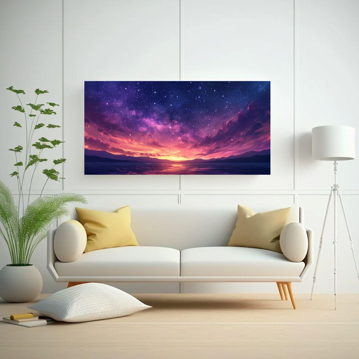 Cuadro Lienzo Tema Cielo Estrellado Expresión 21 100x50cm-2