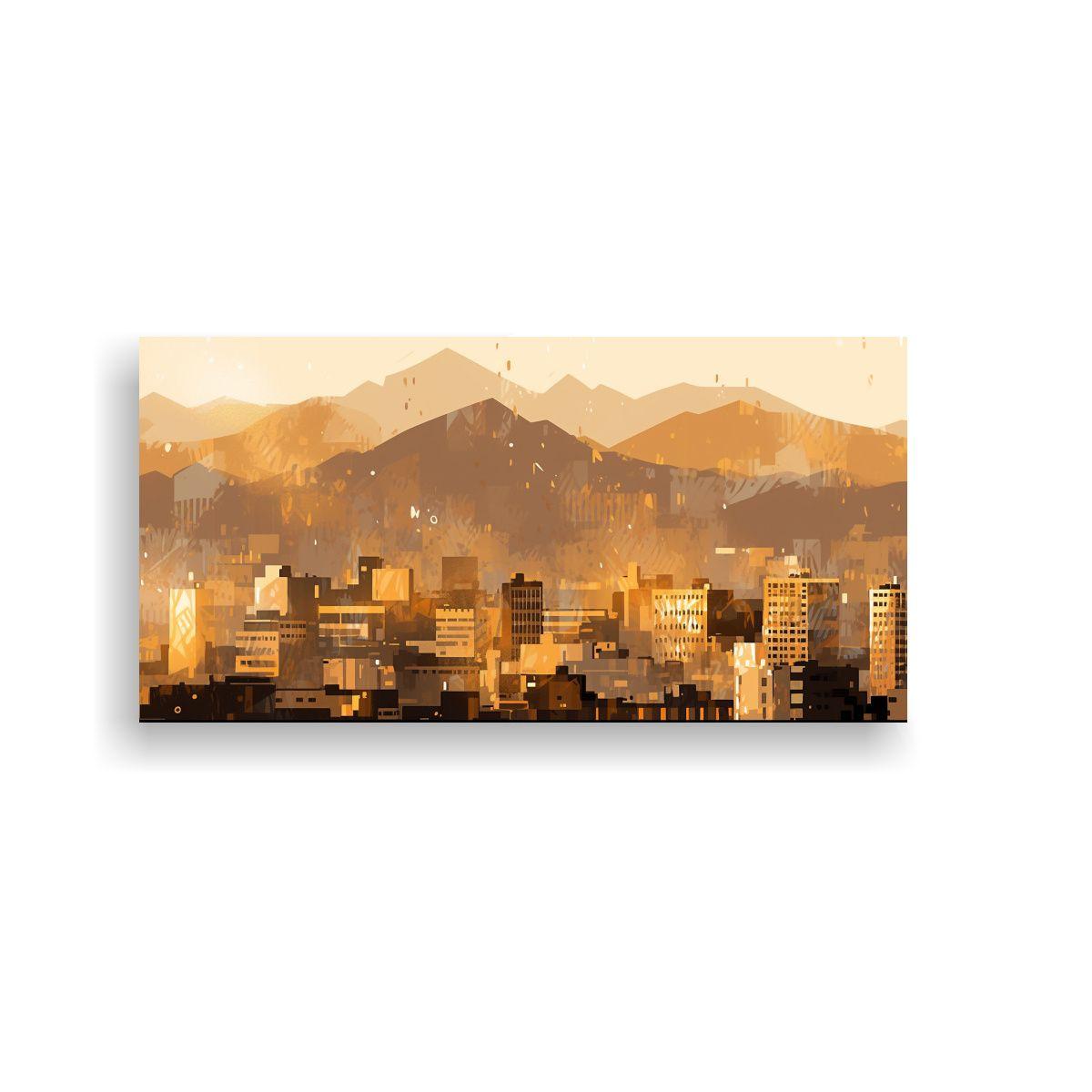 Cuadro Pop Art De Santiago En Chile En Tonos 40x20cm-0