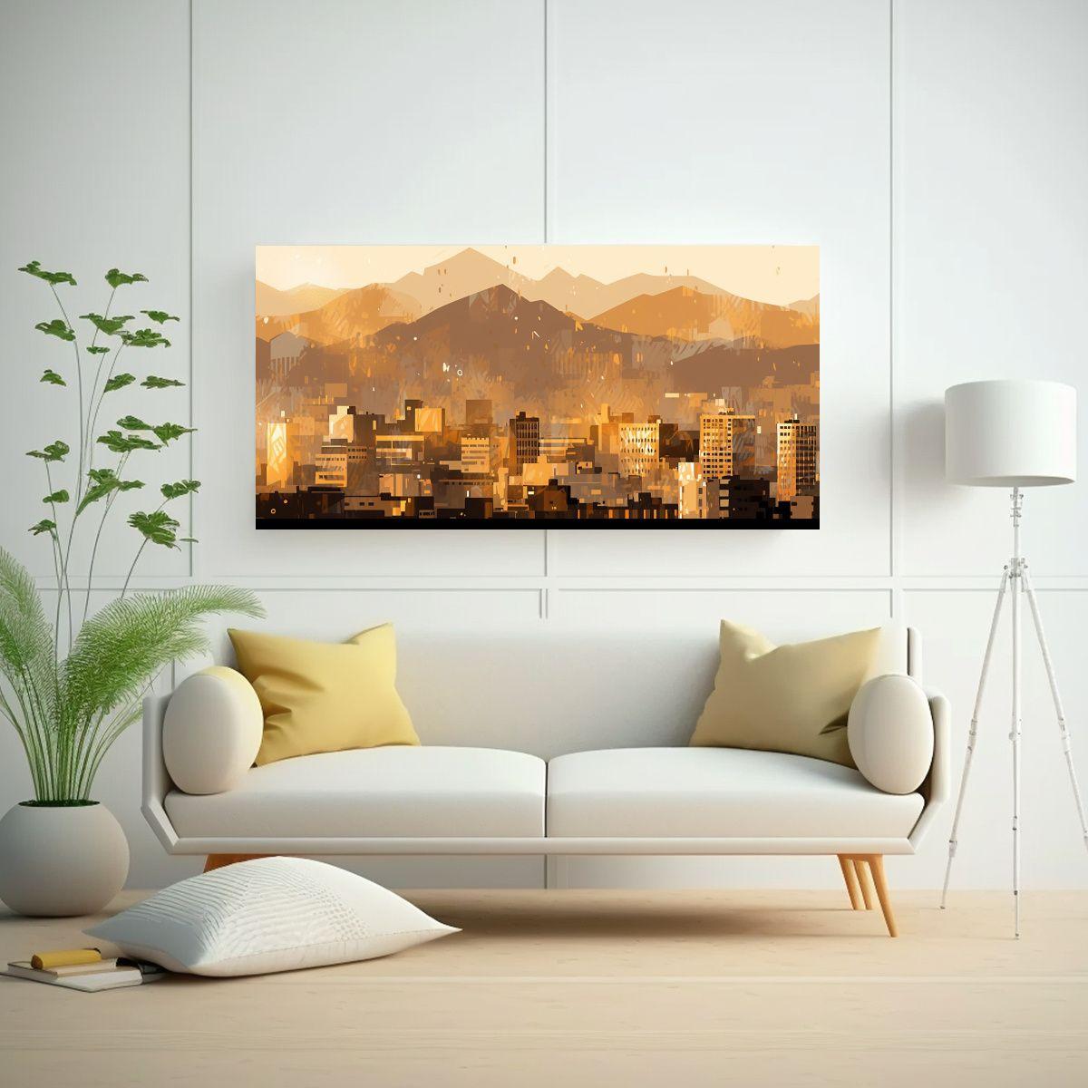 Cuadro Pop Art De Santiago En Chile En Tonos 40x20cm-2
