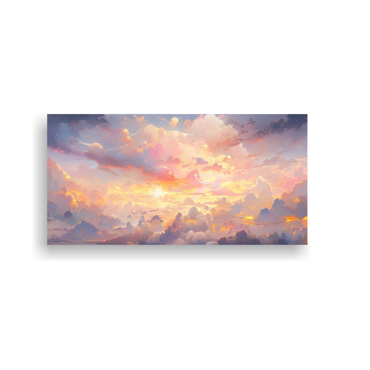 Cuadro Expresión Simple Amanecer Con Arco Iris Y 60x30 Cm-0