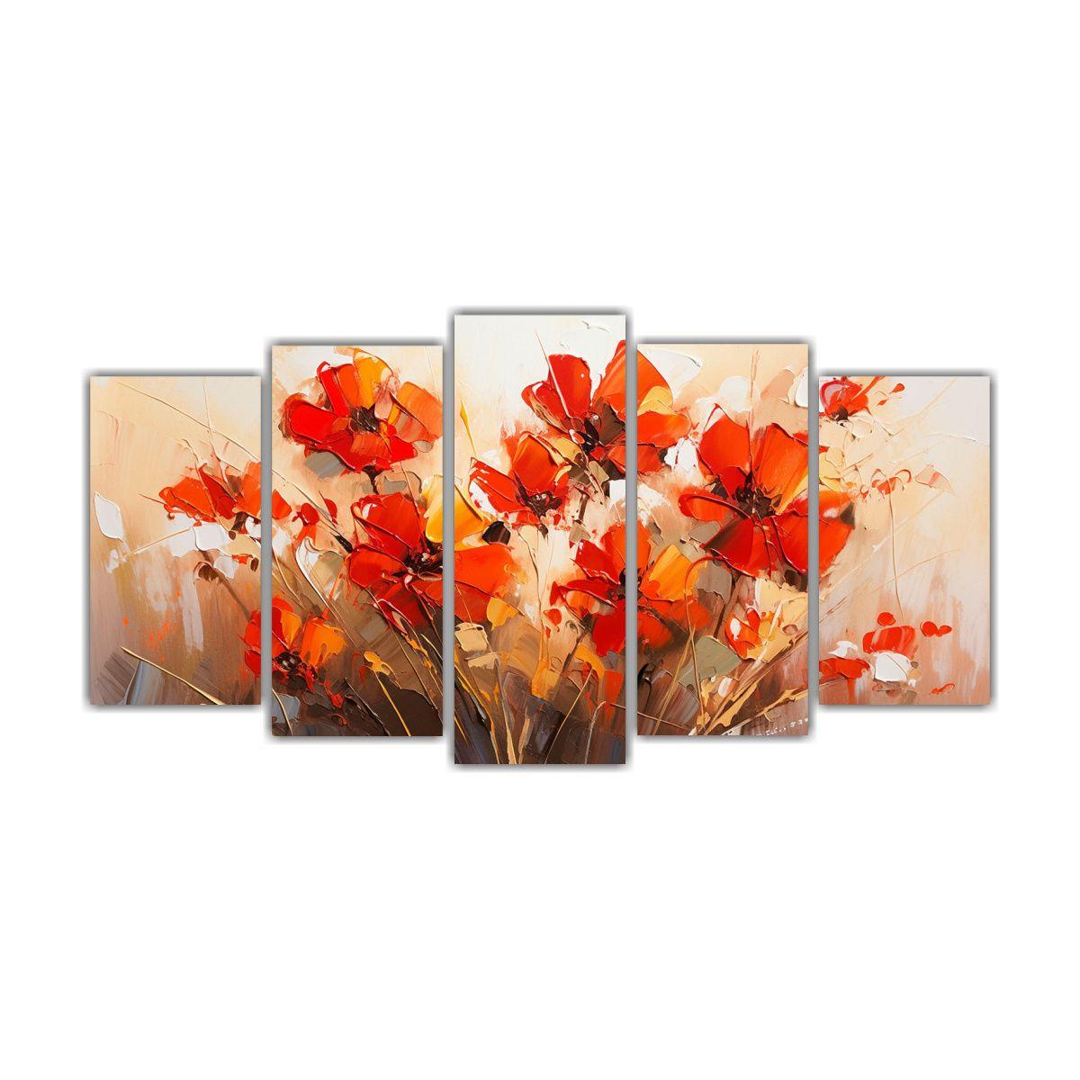 Arte De Pared Abstracto En Rojo Y Dorado Con 150x75 Cm-0