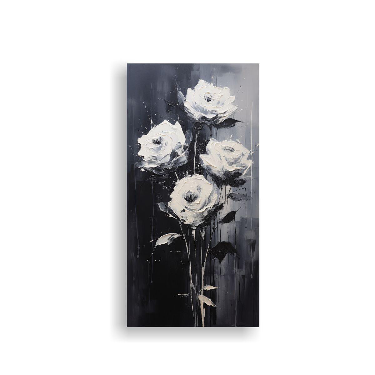 Lienzo De Tela Con Motivo De Rosas Negras Estilo 40x80cm-0
