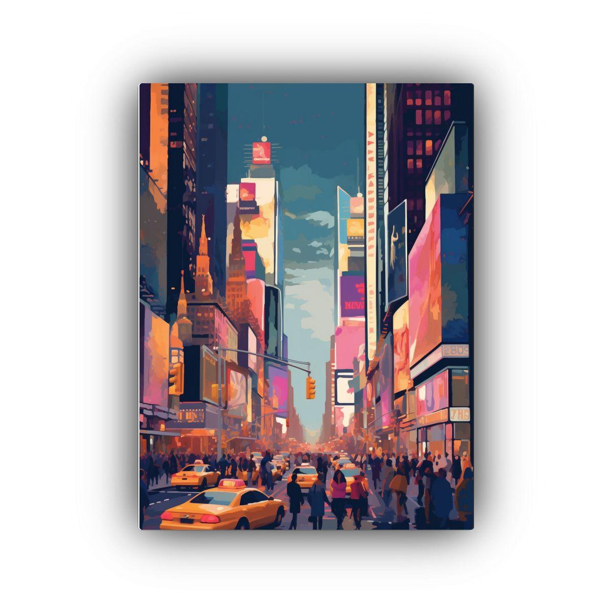 Cuadro De Lienzo Vintage De Times Square New York 30x45cm-0
