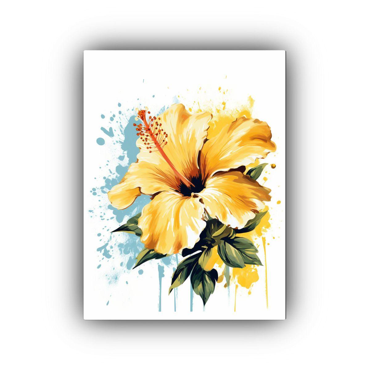 Pintura De Pared En Tela Sublimada Hibisco 20x30cm-0
