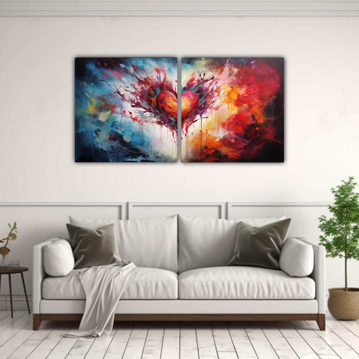 Cuadros Abstractos De Reflejo Del Corazón Salvaje 140x70 Cm-2