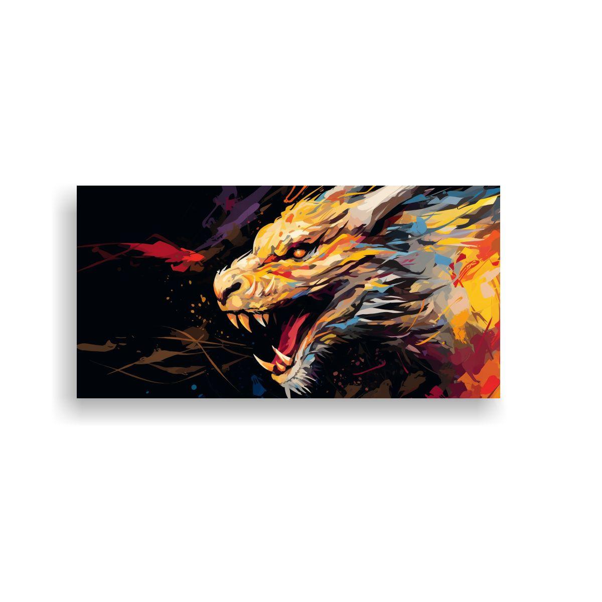 Cuadro Vibrante De Dragón En Colores Intensos 60x30cm-0