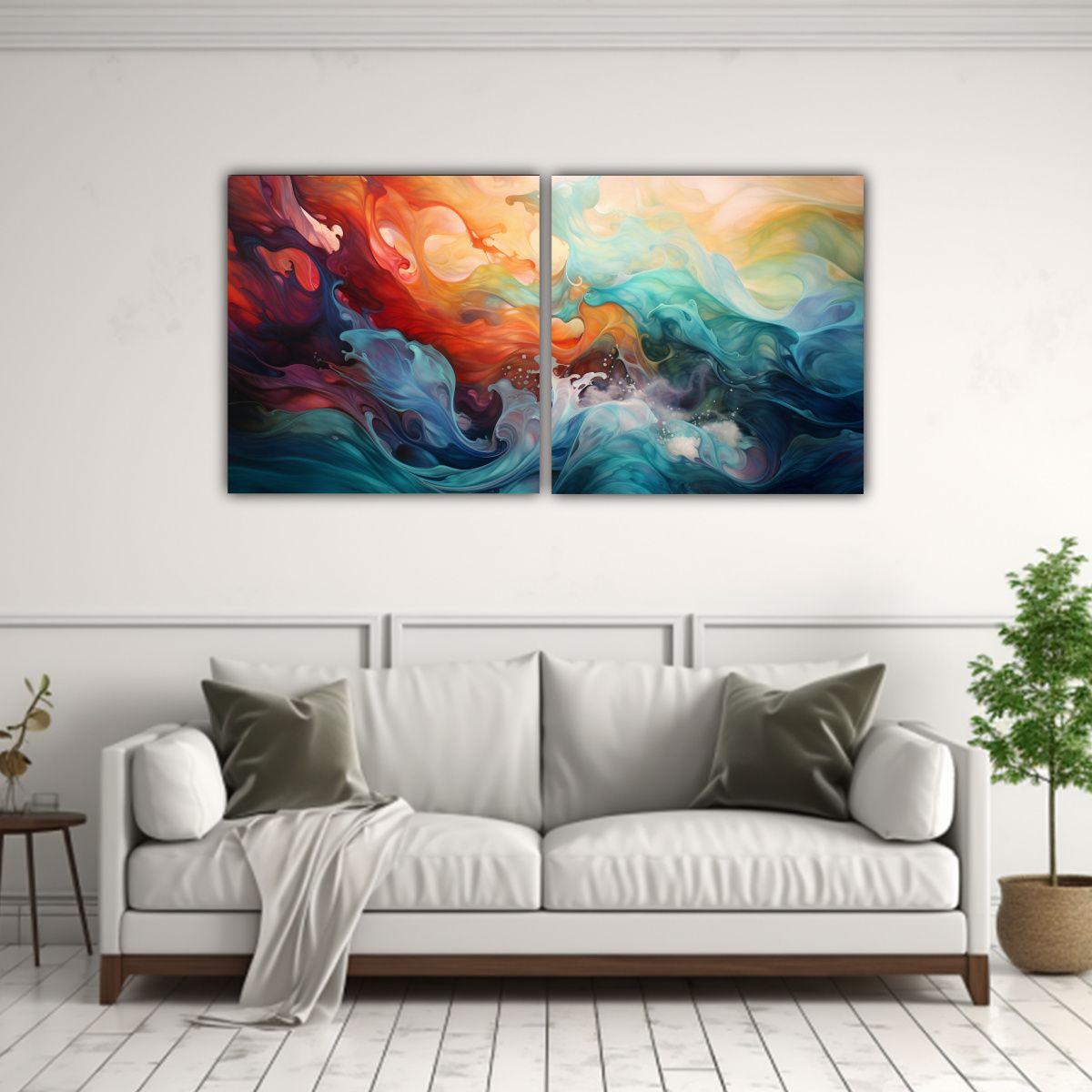 Pintura Decorativa De Pared Movimiento 40x20 Cm-2