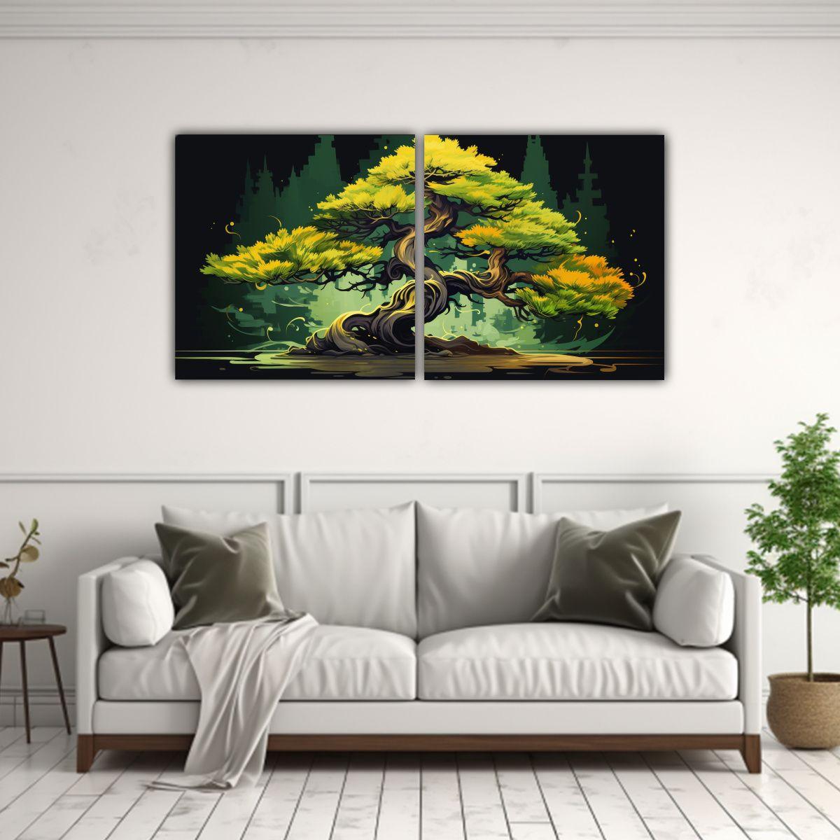 Pintura Decorativa De Relieve En Bastidor: Árbol 100x50 Cm-2