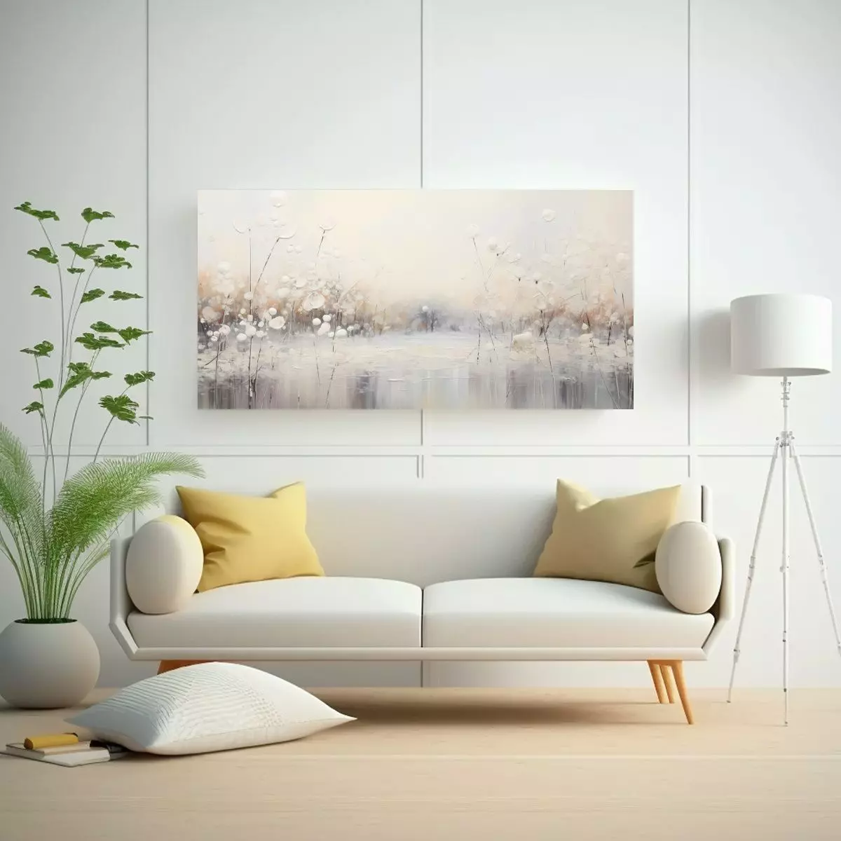 Paisaje Abstracto Colorido Con Blanco Arte 140x70 Cm-2