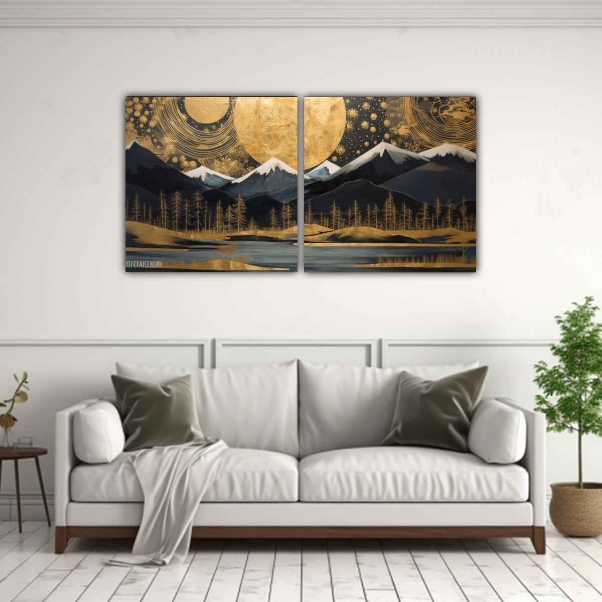 Cuadro Colores Impacto Visual Luna Montañas 160x80 Cm-2