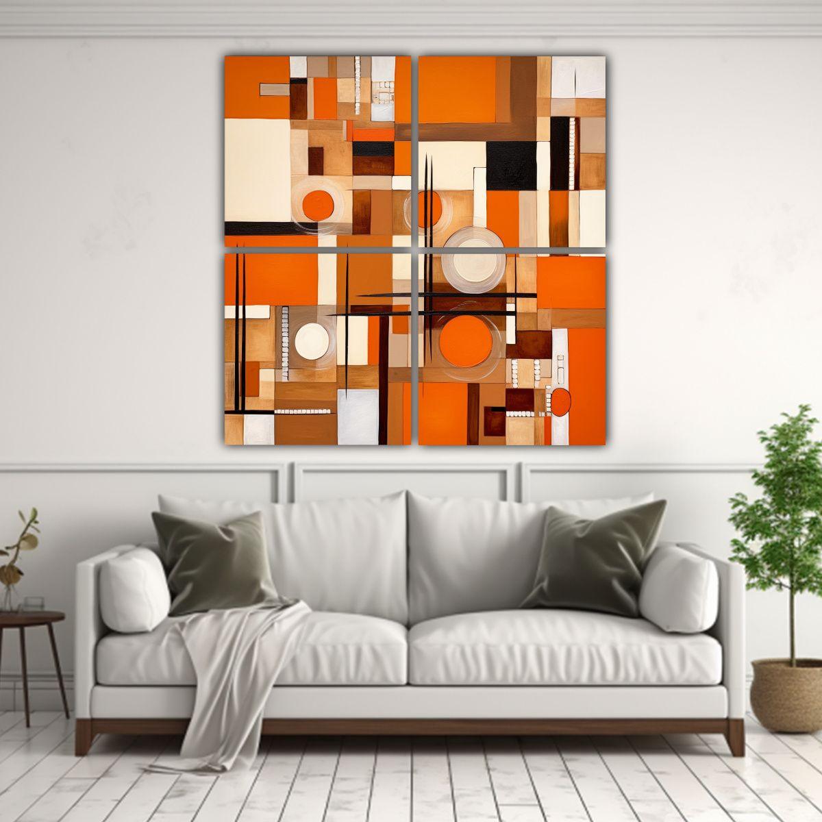Cuatro Composiciones Líneas Llamativas En Fondo 120x120 Cm-2