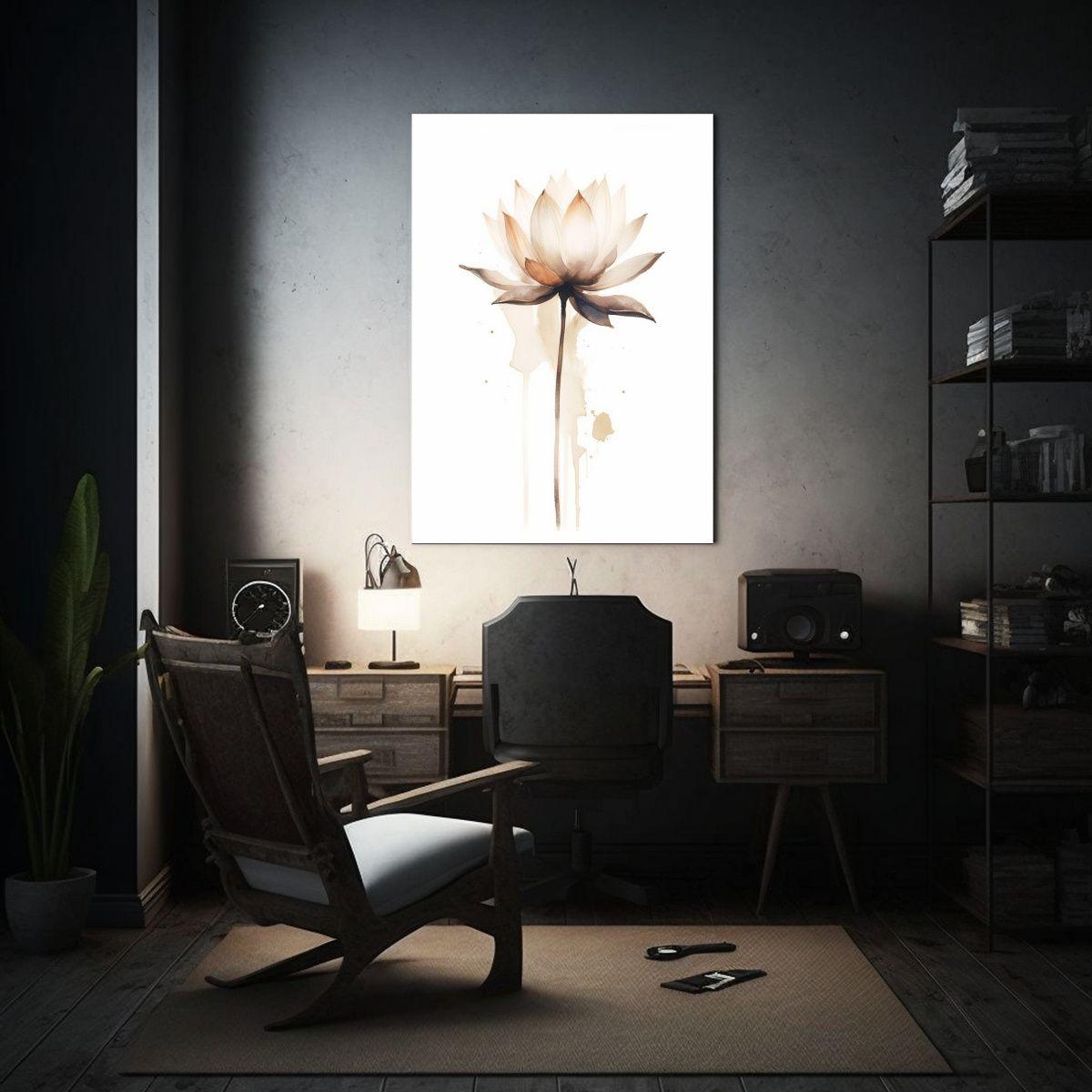 Pintura Abstracta Minimalista De Flor De Loto En 50x65 Cm-2