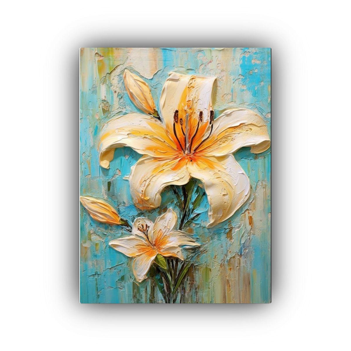 Pintura Inspiradora Lirio Colorido Con Pigmento 50x65cm-0