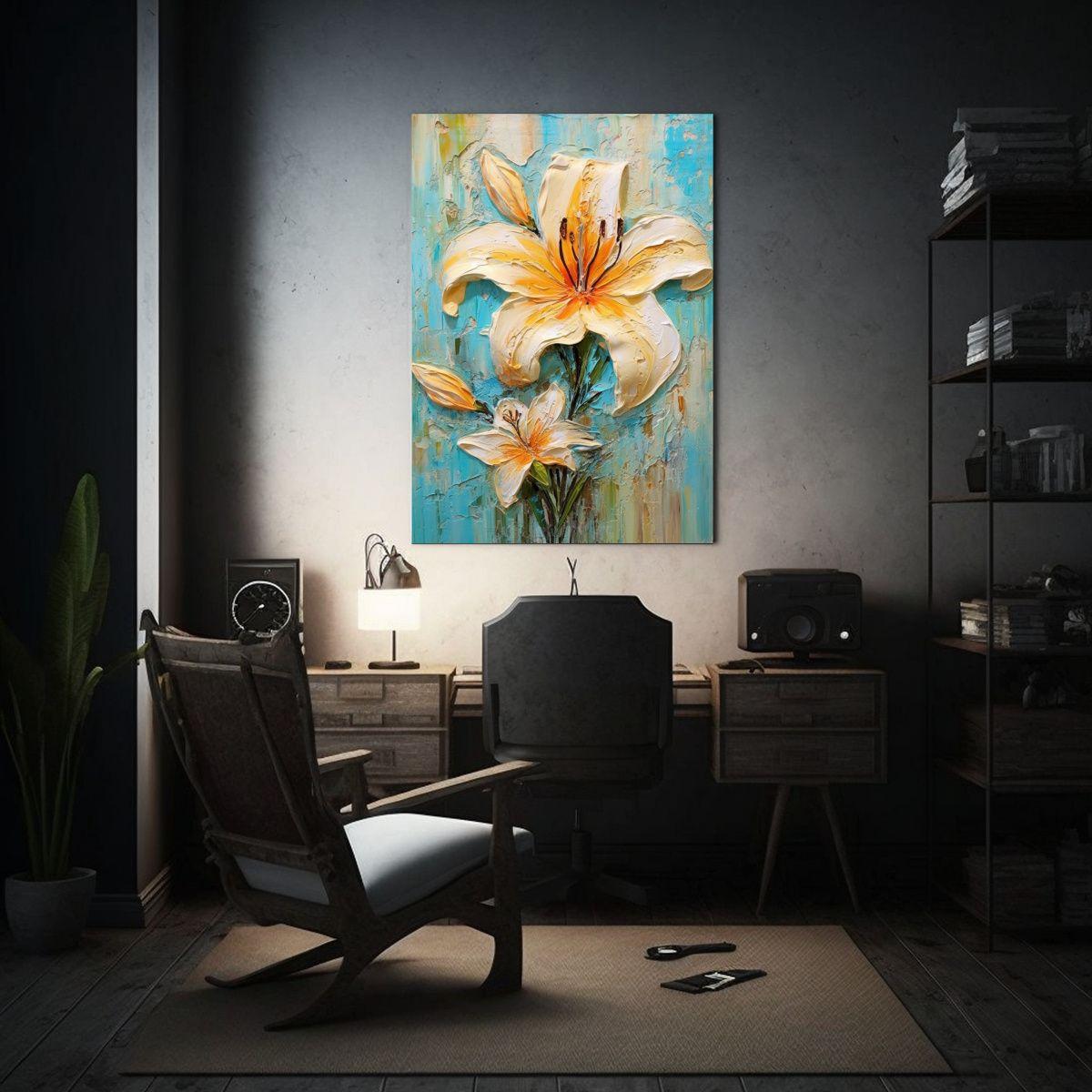 Pintura Inspiradora Lirio Colorido Con Pigmento 50x65cm-2