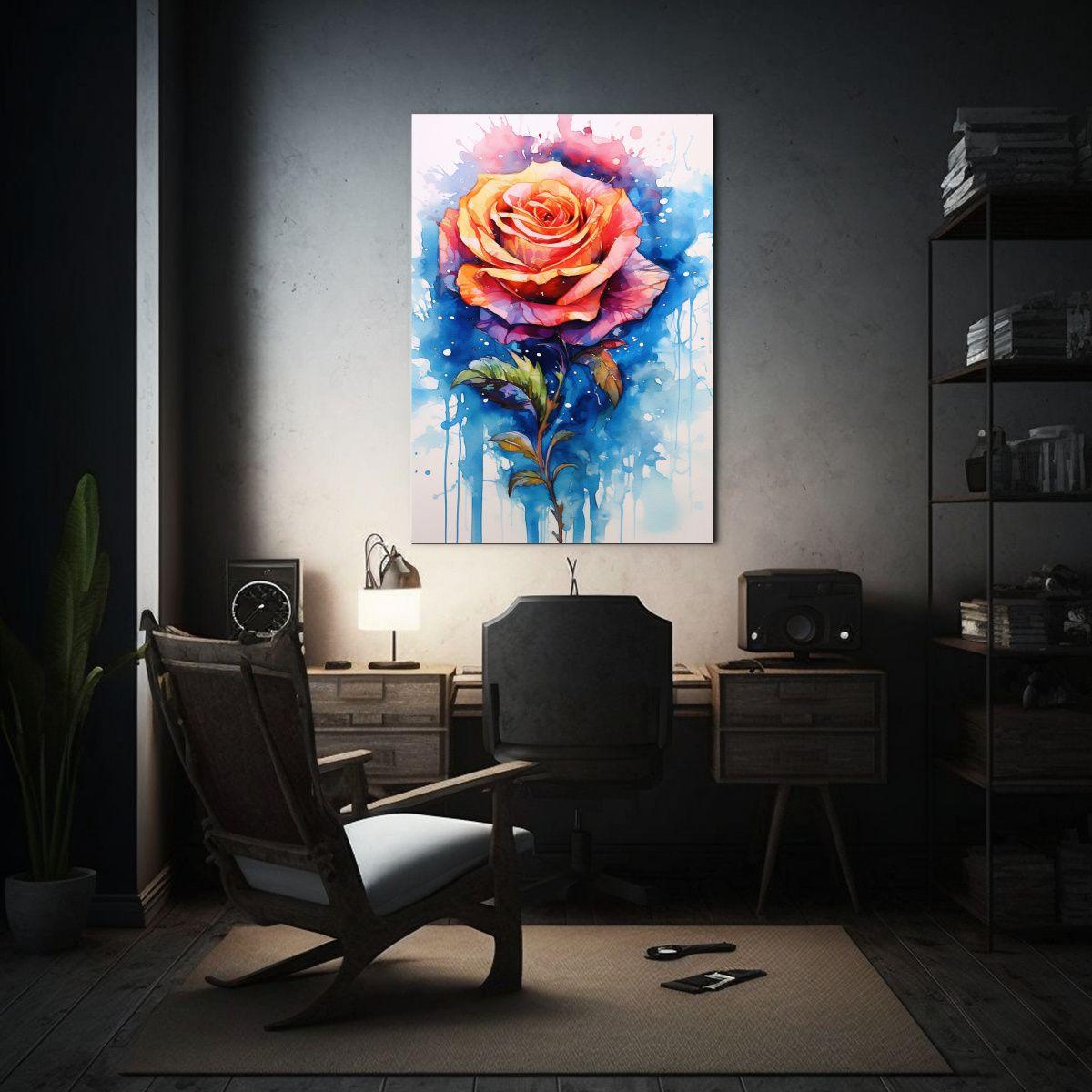 Cuadro De Decoración De Cuadro Simétrica De Rosa 30x40cm-2