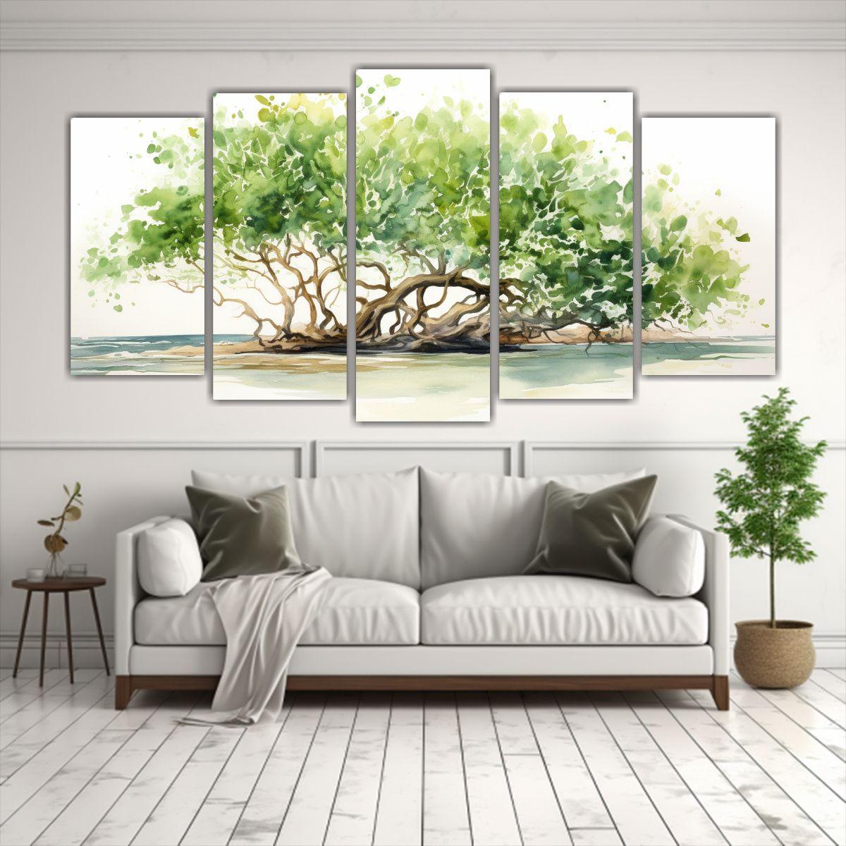 Pintura Abstracta Simétrica De Colores Blanco Y 250x125 Cm-2
