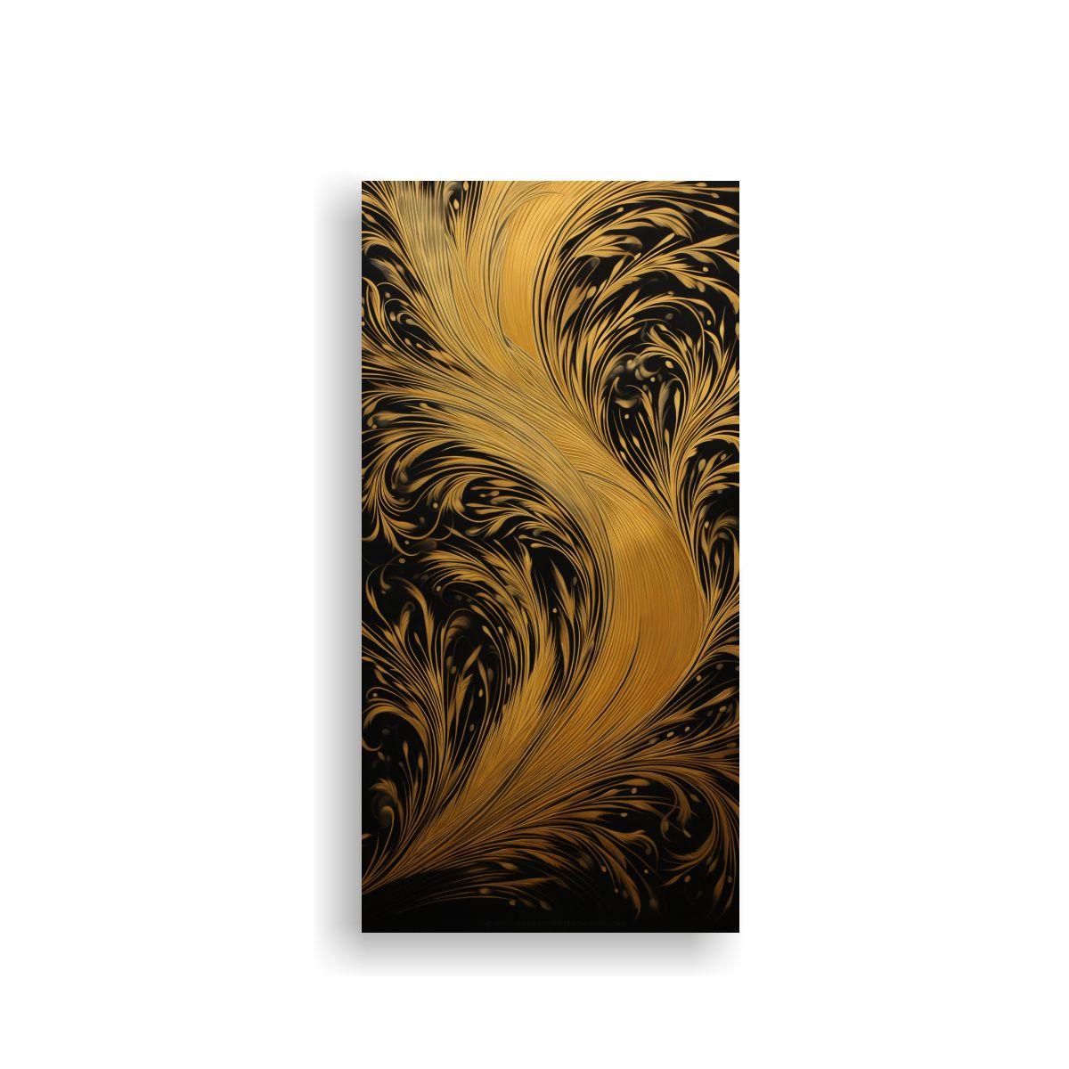 Pintura Acuarela En Bastidor, Fondo Dorado Y 60x120cm-0