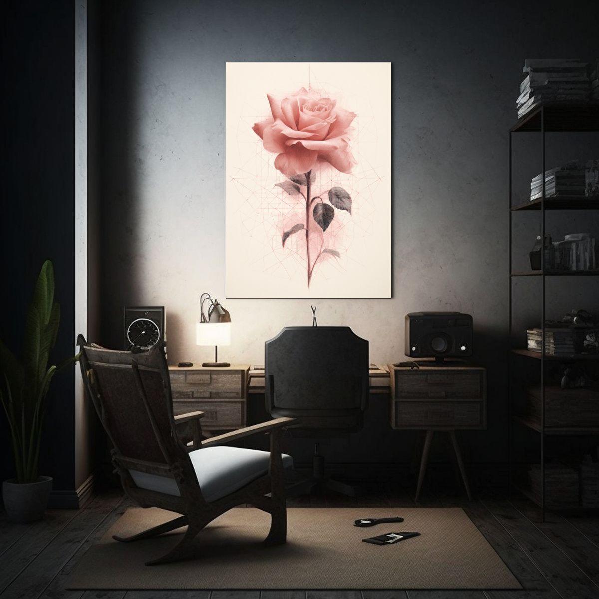 Pintura Decorativa De Diagrama De Rosa Rosa, 40x60cm-2