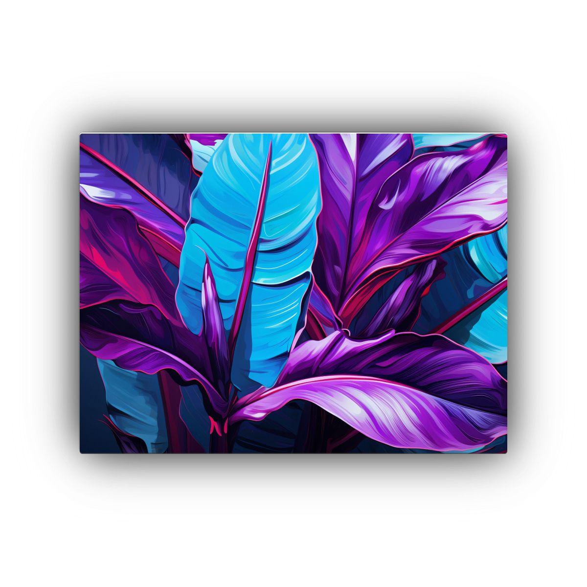 Pintura Decorativa: Hojas De Heliconia En Colores 75x50cm-0