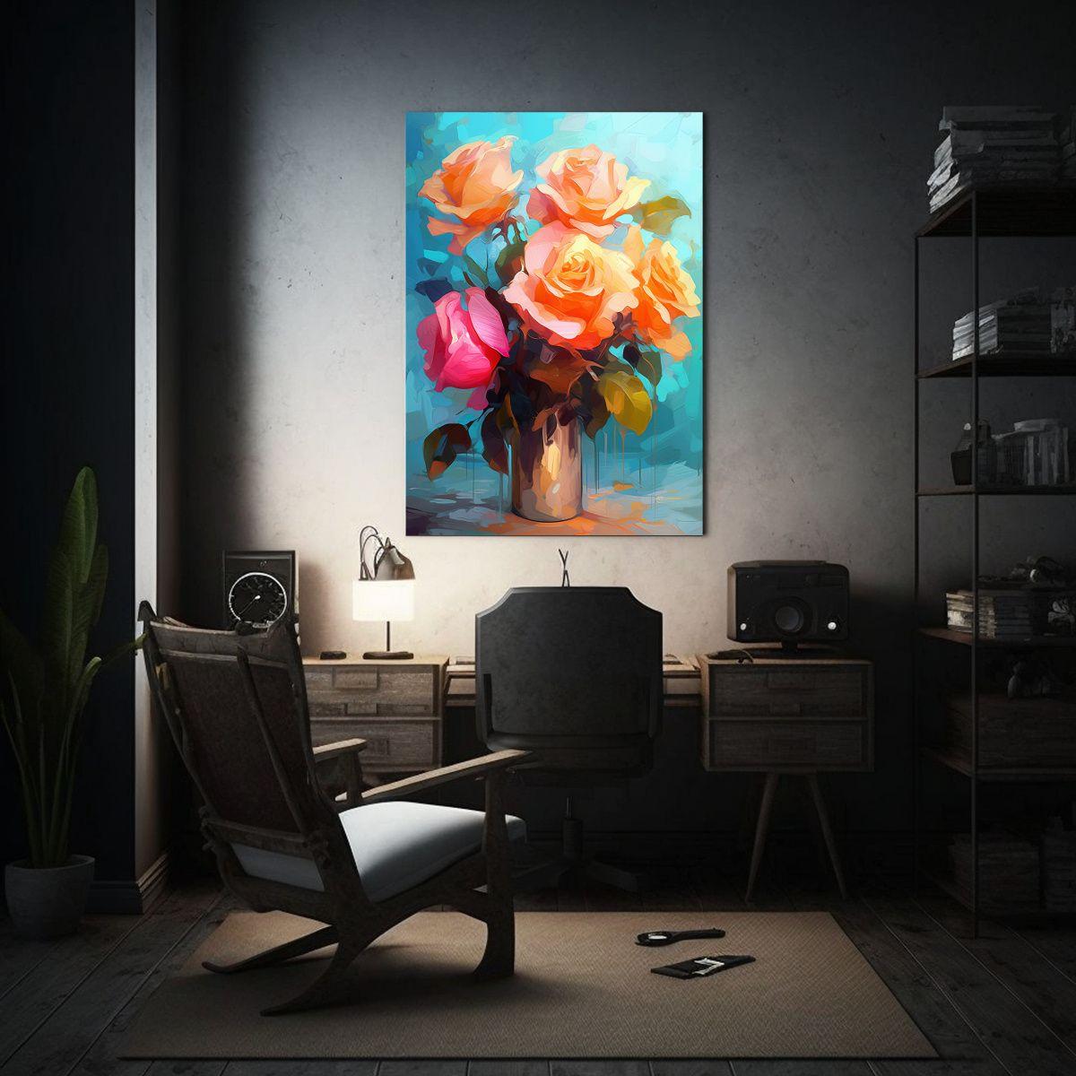 Pintura Al óleo Arte Forma Cultural En Rojo, 30x45cm-2