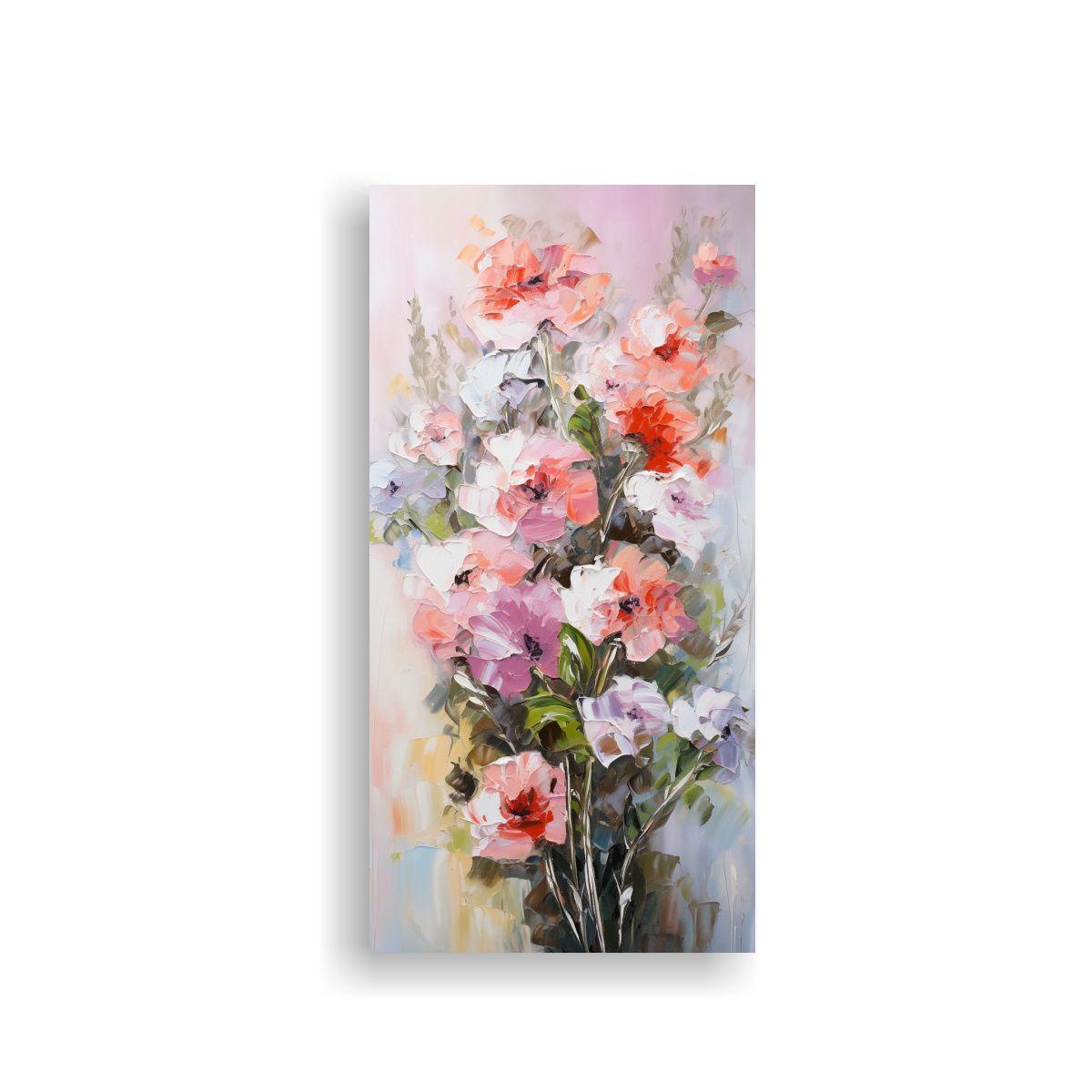 Pintura Vintage Luminosa A Carnesi Estilo Floral 70x140cm-0