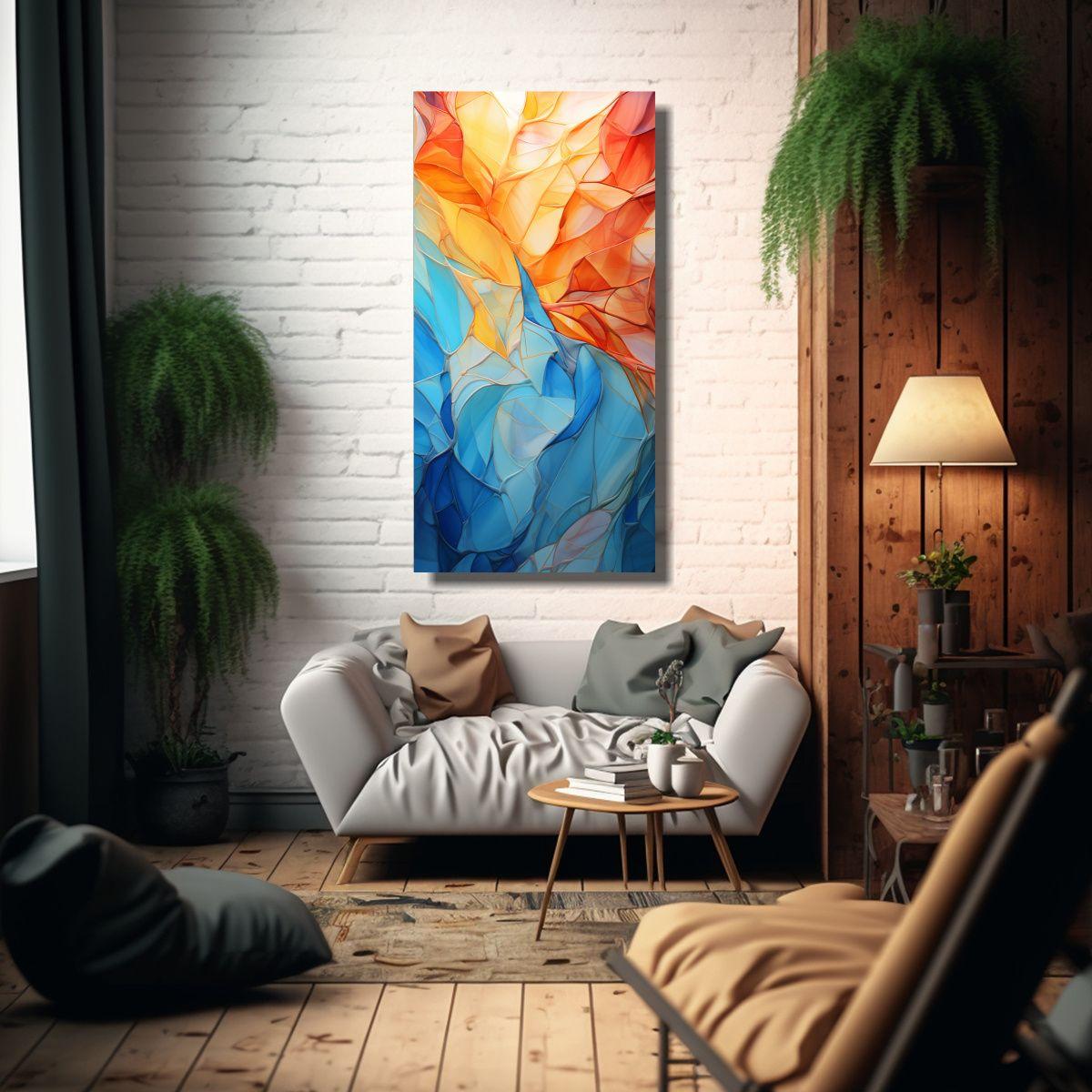Pintura Abstracta Con Líneas Y Formas 30x60cm-2