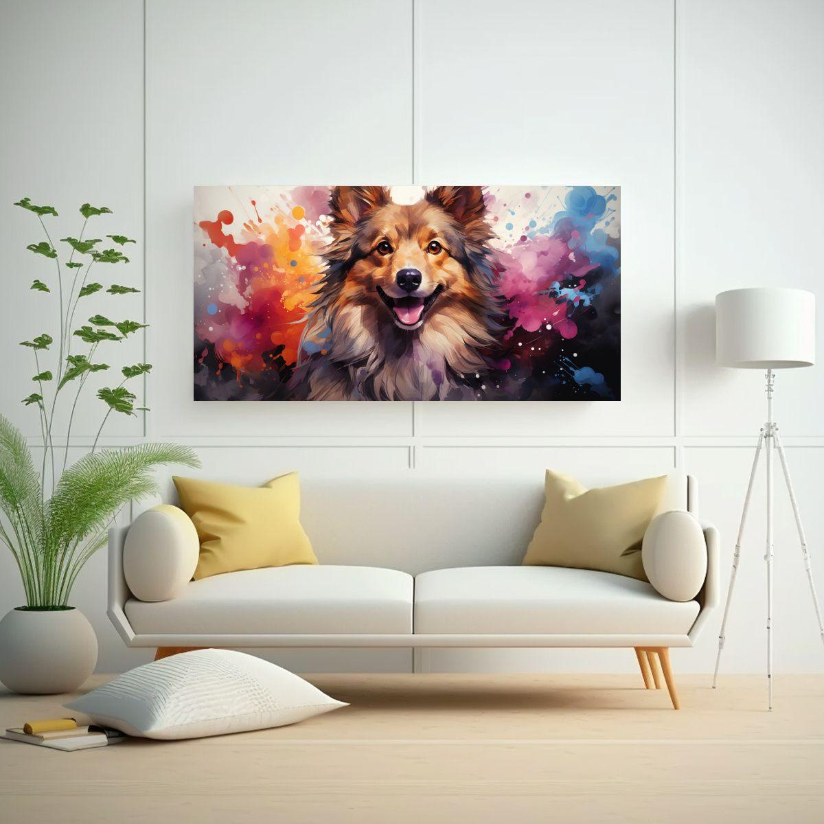 Cuadro Cuadro Acuarela Estilo Pintura Colorida 140x70cm-2
