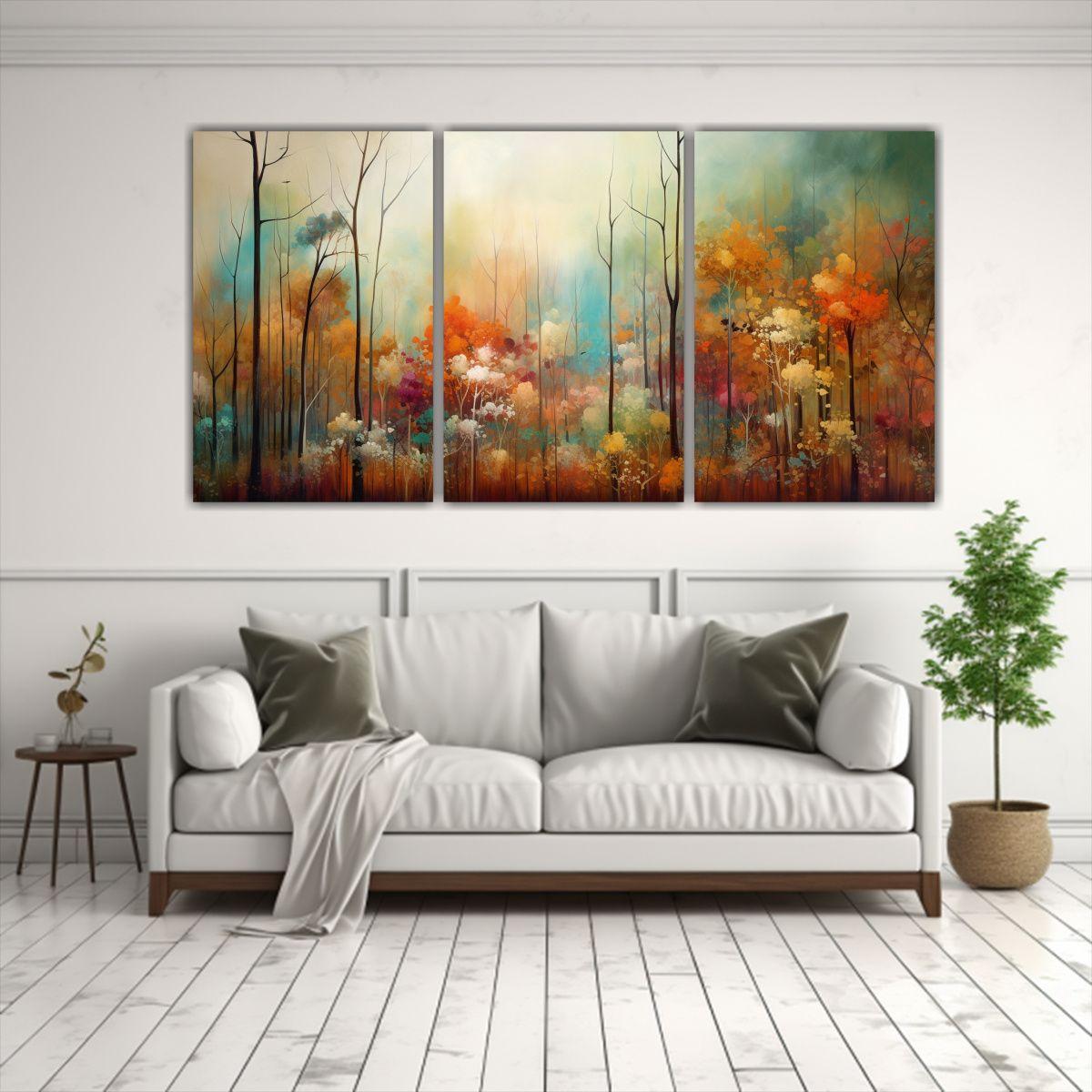 Cuadros Modernos Mágicos De Bosques Abstractos 120x60 Cm-2