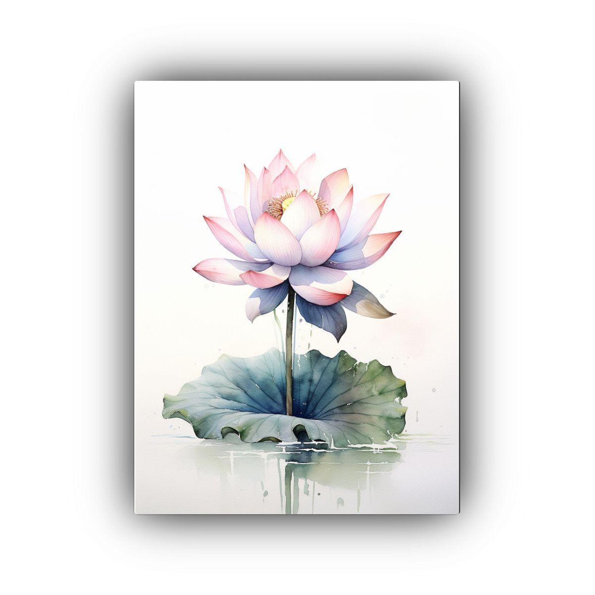 Cuadro De Decoración Culturar Loto Acuarela 50x65cm-0