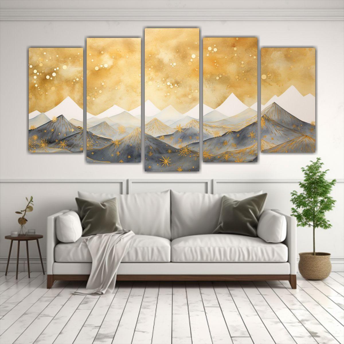 Diptico Paisaje De Montaña Con Estilo Elegante 150x75 Cm-2