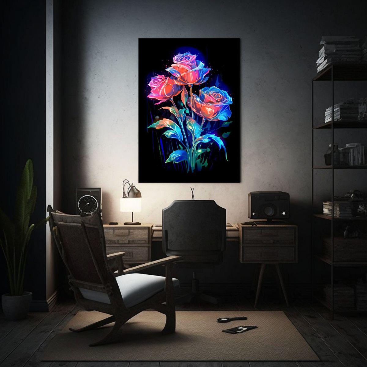 Cuadro Decorativo Vidrio Red Roses Clásico Floral 60x90cm-2